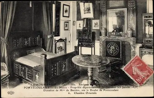 Ak Condé-sur-Noireau Calvados, Musée Pontécoulant, Chambre Orientale