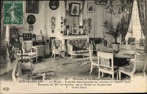 Ak Condé-sur-Noireau Calvados, Pontécoulant, Musée, Grand Salon