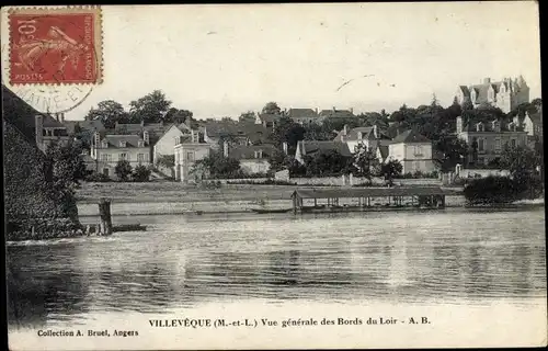 Ak Villeveque Maine et Loire, Vue generale des Bords du Loir