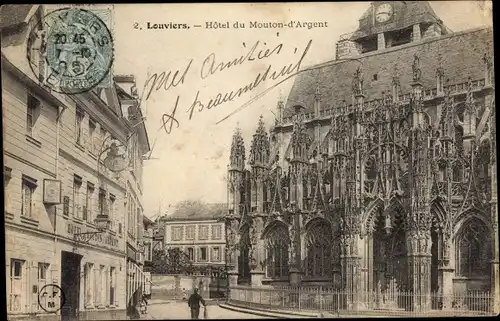 Ak Louviers Eure, Hôtel du Mouton d´Argent, Église