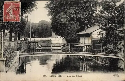 Ak Louviers Eure, Vue sur l´Eure