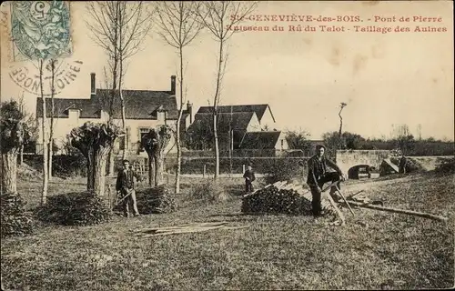 Ak Sainte Genevieve des Bois Loiret, Pont de Pierre, Ruisseau de Rû du Talot