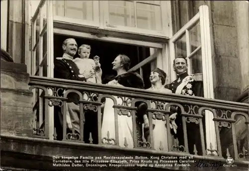 Ak König Christian X von Dänemark, Elisabeth, Knud, Caroline, Ingrid, Kronprinz Frederik