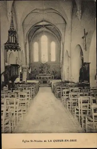 Ak La Queue en Brie Val de Marne, Eglise St Nicolas