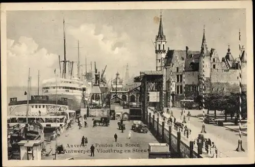 Ak Antwerpen Anvers Flandern, Ponton du Steen