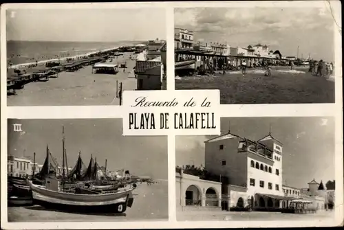 Ak Calafell Katalonien, Promenade, Strand, Hotel Miramar