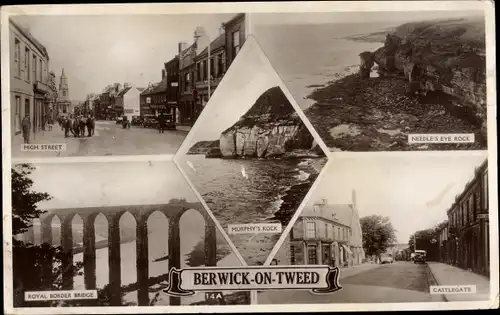 Ak Berwick on Tweed, High Street, Murphy´s Rock, Royal Border Bridge