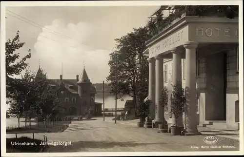 Ak Ulricehamn Schweden, Järnvägstorget., Stora Hotellet