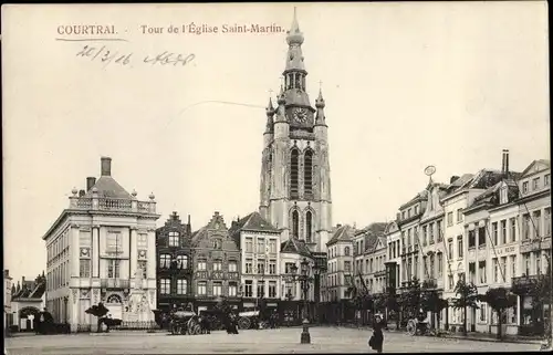 Ak Kortrijk Courtrai Westflandern, Tour de l´Eglise Saint-Martin