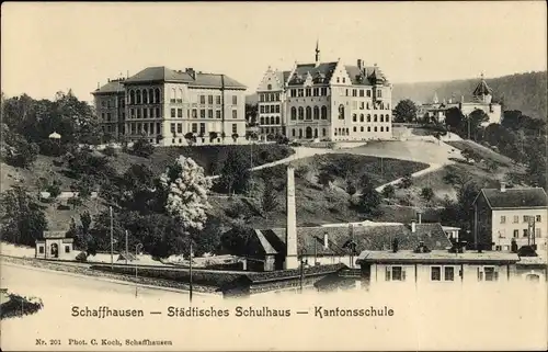 Ak Schaffhausen am Rhein Schweiz, Städtisches Schulhaus, Kantonsschule