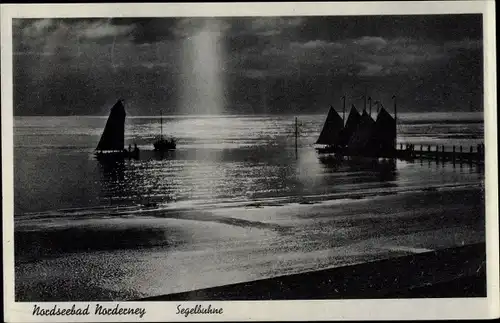 Ak Norderney in Ostfriesland, Segelbuhne, Abendstimmung