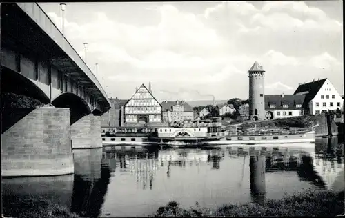 Ak Holzminden an der Weser, Jugendherberge, Weserbrücke