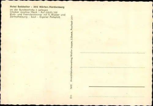 Ak Nörten Hardenberg in Niedersachsen, Hotel Ratskeller, Inneres, See, Wappen