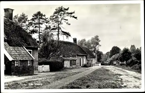 Ak Norg Drenthe, De Steeg, Häuser mit Reetdächern