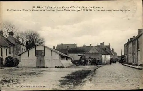 Ak Milly Essonne, Camp d´Instruction des Zouaves, Cantonnement Place du Colombier