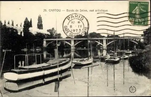 Ak Chatou Yvelines, Bords de Seine, vue artistique