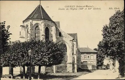 Ak Couilly Pont aux Dames Seine et Marne, Abside de l'Eglise, XIIe et XVe siècle