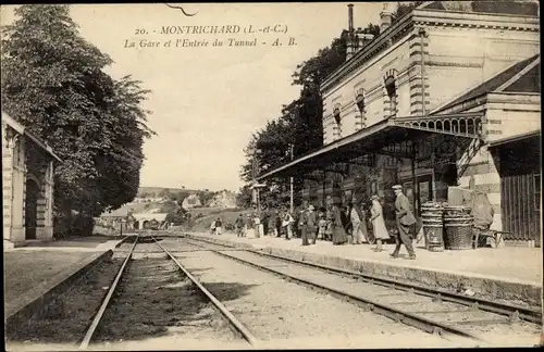 Ak Montrichard Loir et Cher, Gare et Entrée du Tunnel