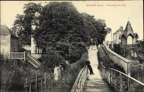 Ak Rugles Eure, Passerelle des Prés