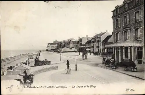 Ak Langrune sur Mer Calvados, La Digue et la Plage