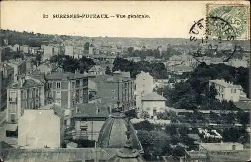 Ak Suresnes Hauts de Seine, vue générale d'en haut