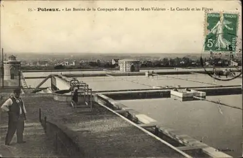 Ak Puteaux Hauts de Seine, Les Bassins de la Compagnie des Eaux au Mont Valérien, les Filtres