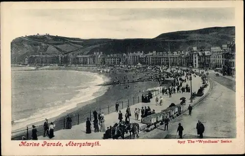 Ak Aberystwyth Wales, Marine Parade, Beach