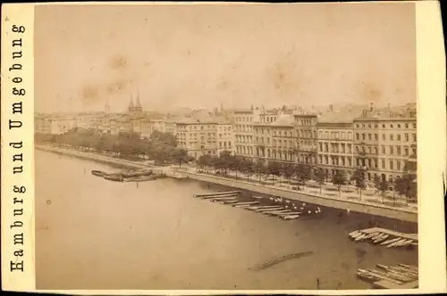 CdV Hamburg um 1880/1890, Alsterdamm, im Hintergrund die Türme der Reformationskirche