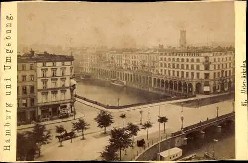 CdV Hamburg um 1880/1890, Die Alsterarkaden, ein Teil des Jungfernstieges