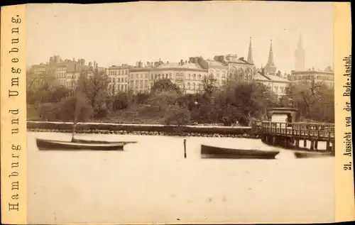 CdV Hamburg um 1880/1890, Alsterdamm, Alster von der Badeanstalt aus gesehen