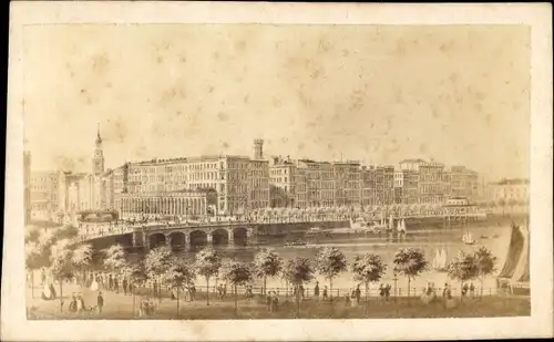 CdV Hamburg um 1880/1890, Binnenalster, Jungfernstieg, Reesendammbrücke, Alsterdamm