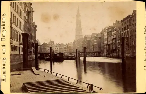 CdV Hamburg um 1880/1890, St. Katharinenfleet mit Landungsbrücke, St. Katharinenkirche