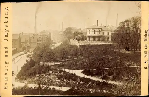 CdV Hamburg um 1880/1890, St. Pauli vom Stintfang aus gesehen, Wiezel's Hotel