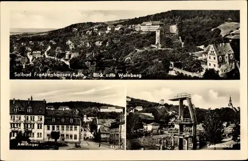 Ak Bad Frankenhausen am Kyffhäuser Thüringen, Blick zum Weinberg, Am Anger, Schwimmbad