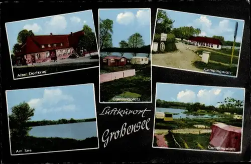 Ak Großensee in Schleswig Holstein, Campingplatz, Alter Dorfkrug, Am See