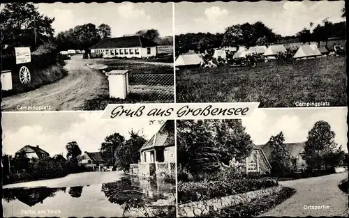 Ak Großensee in Schleswig Holstein, Campingplatz, Ortspartie, Partie am Teich