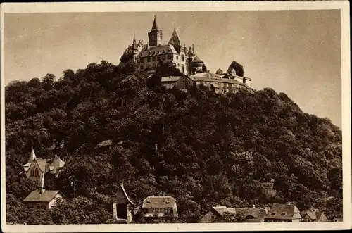 Ak Wernigerode am Harz, Schlossblick, Teilansicht vom Ort