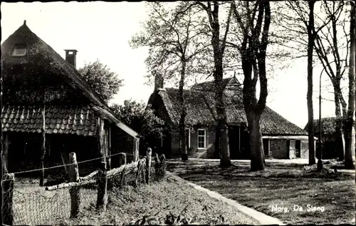 Ak Norg Drenthe, De Steeg, Häuser mit Reetdächern