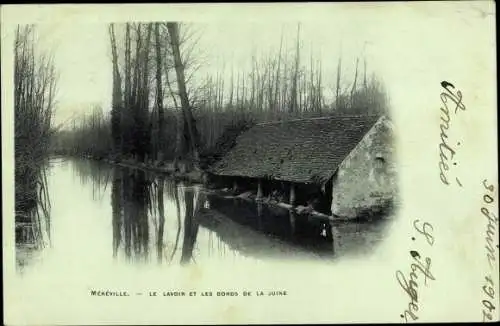 Ak Mereville Essonne, Lavoir et les Bords de la Juine