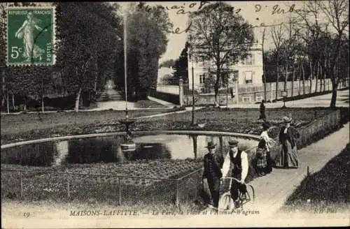 Ak Maisons Laffitte Yvelines, Le Parc, la Place et l'Avenue Wagram