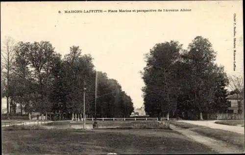 Ak Maisons Laffitte Yvelines, Place Marine et perspective de l'Avenue Albine