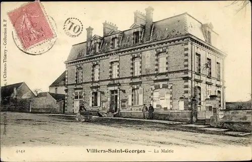 Ak Villiers-Saint-Georges Seine et Marne, La Mairie, vue de front