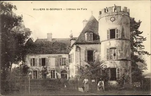 Ak Villiers-Saint-Georges Seine et Marne, Château de Flaix, vue générale