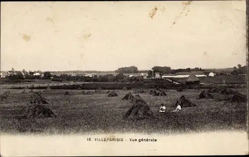 Ak Villeparisis Seine et Marne, vue générale du village, enfants sur les champs