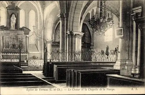 Ak Vernou Loir-et-Cher, Intérieur de l´Église