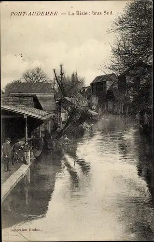 Ak Pont Audemer Eure, La Risle, bras Sud