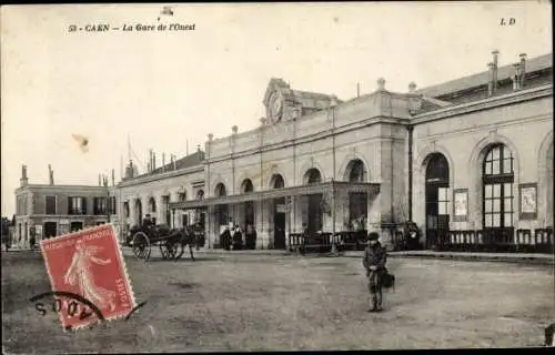 Ak Caen Calvados, La Gare de l´Ouest