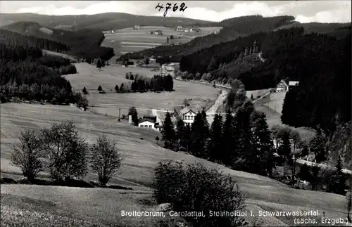 Ak Breitenbrunn im Erzgebirge, Carolathal, Steinheidel, Schwarzwassertal