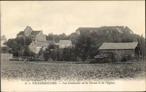 Ak Vallangoujard Val d´Oise, La Ferme et l´Église