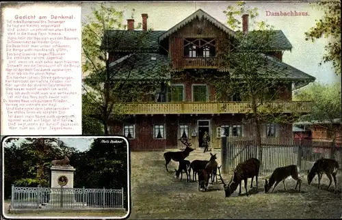 Gedicht Ak Thale im Harz, Dambachhaus, Gedicht am Denkmal